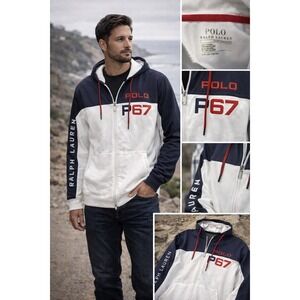 Polo Ralph Lauren Color Block Zip Up Hoodie Performance Jacket Mens Size S